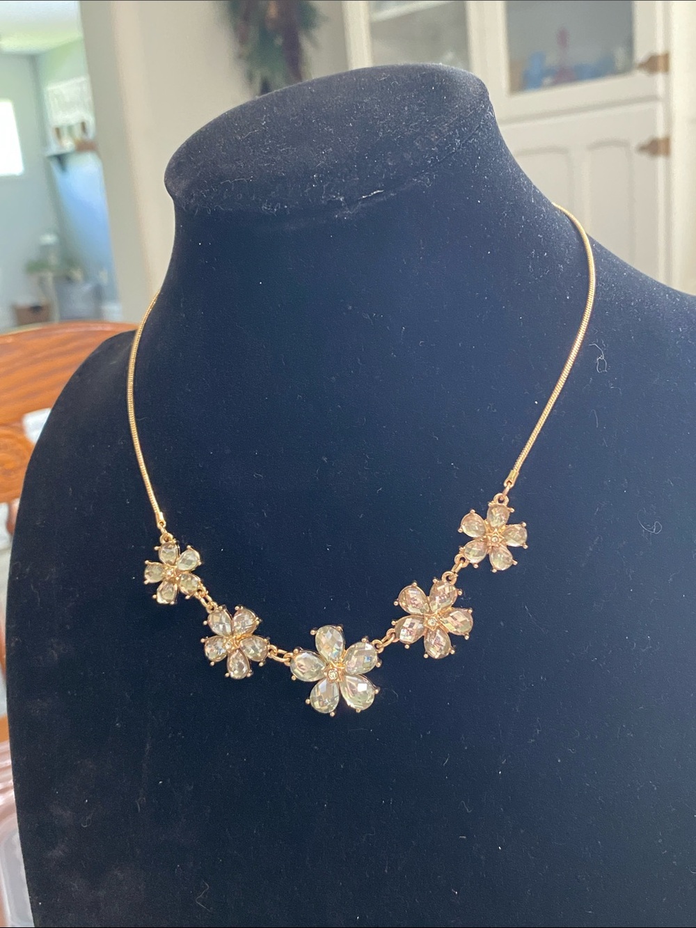 Gold Floral Crystal Necklace